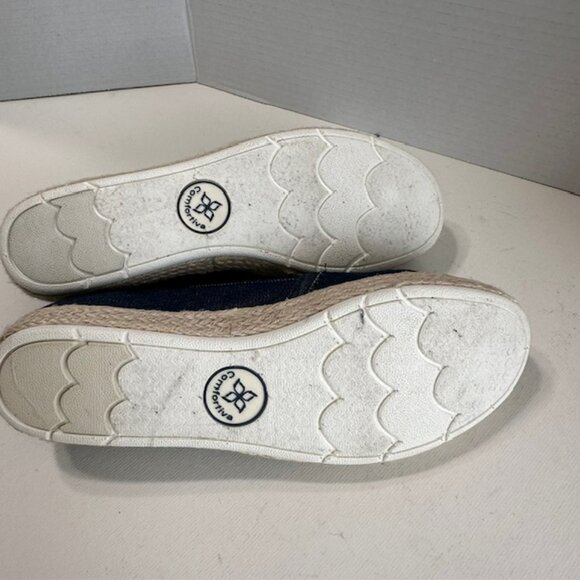 Comfortiva Navy denim espadrille flats with a jute-wrapped sole Size 8.5 M - Picture 4 of 7